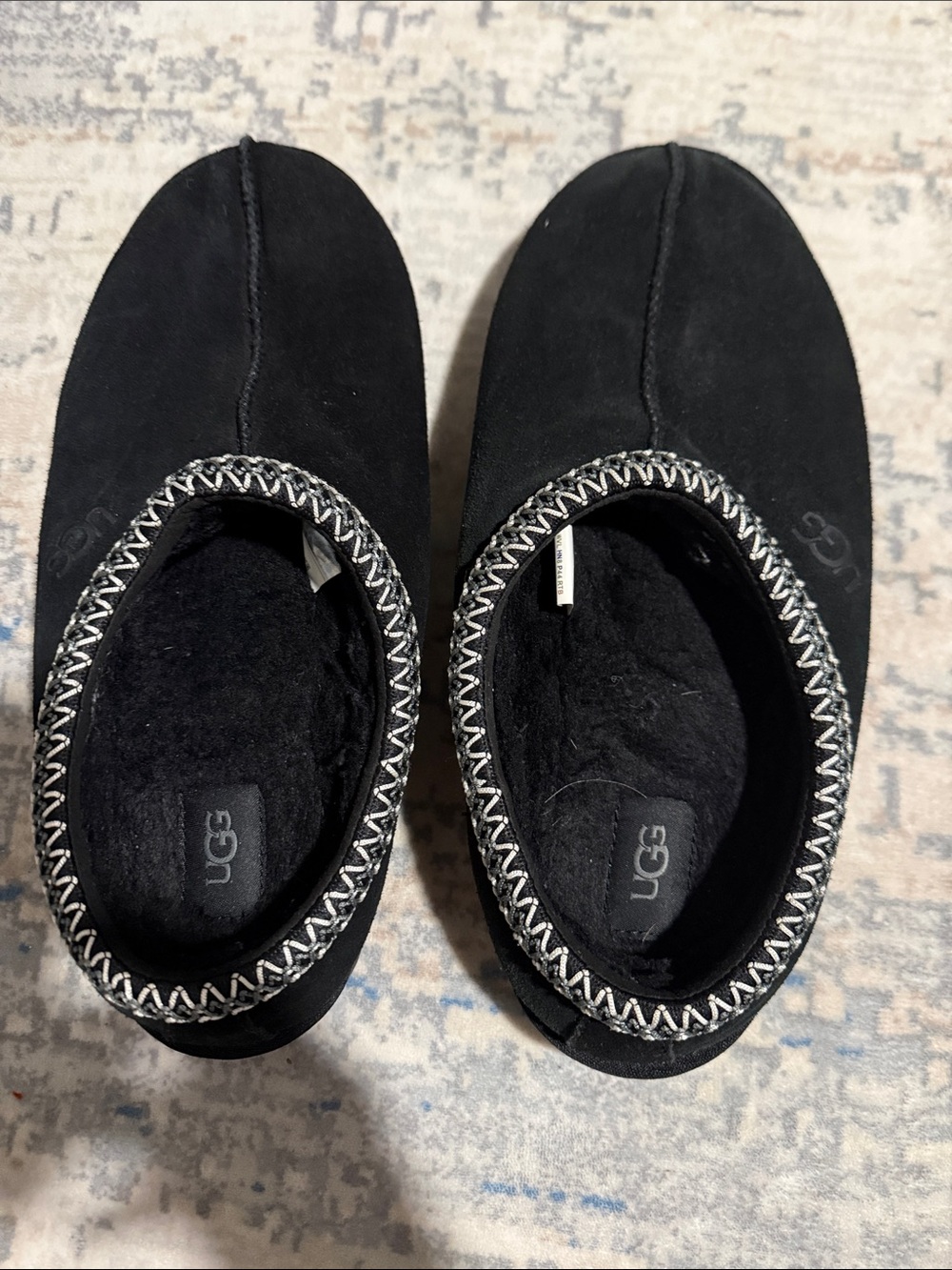 UGG Black Suede Slip-On Moccasin with Contrast Stitching